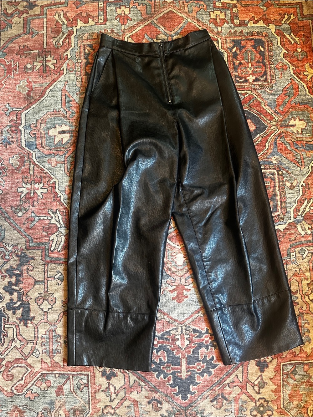 Rachel Comey Black Leather Wide-Leg Pants